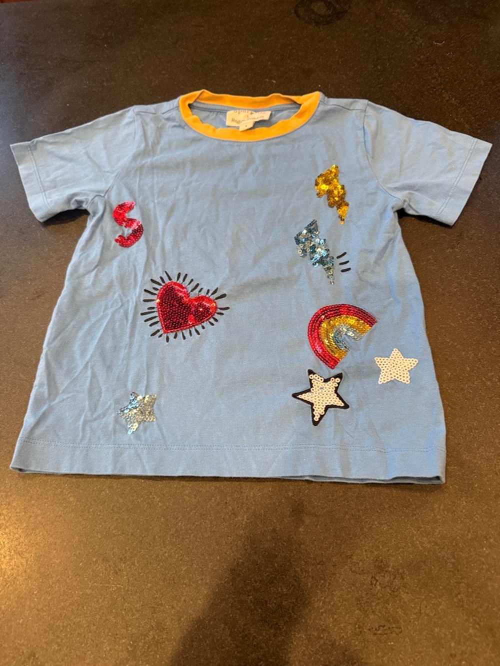 Roller Rabbit Kids Light Blue Sequin Patch Short Sleeve Tee size 8